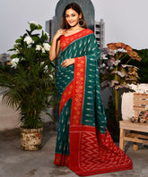 Teal Ikkat  Pure Cotton Pochampalli Saree (without blouse piece)